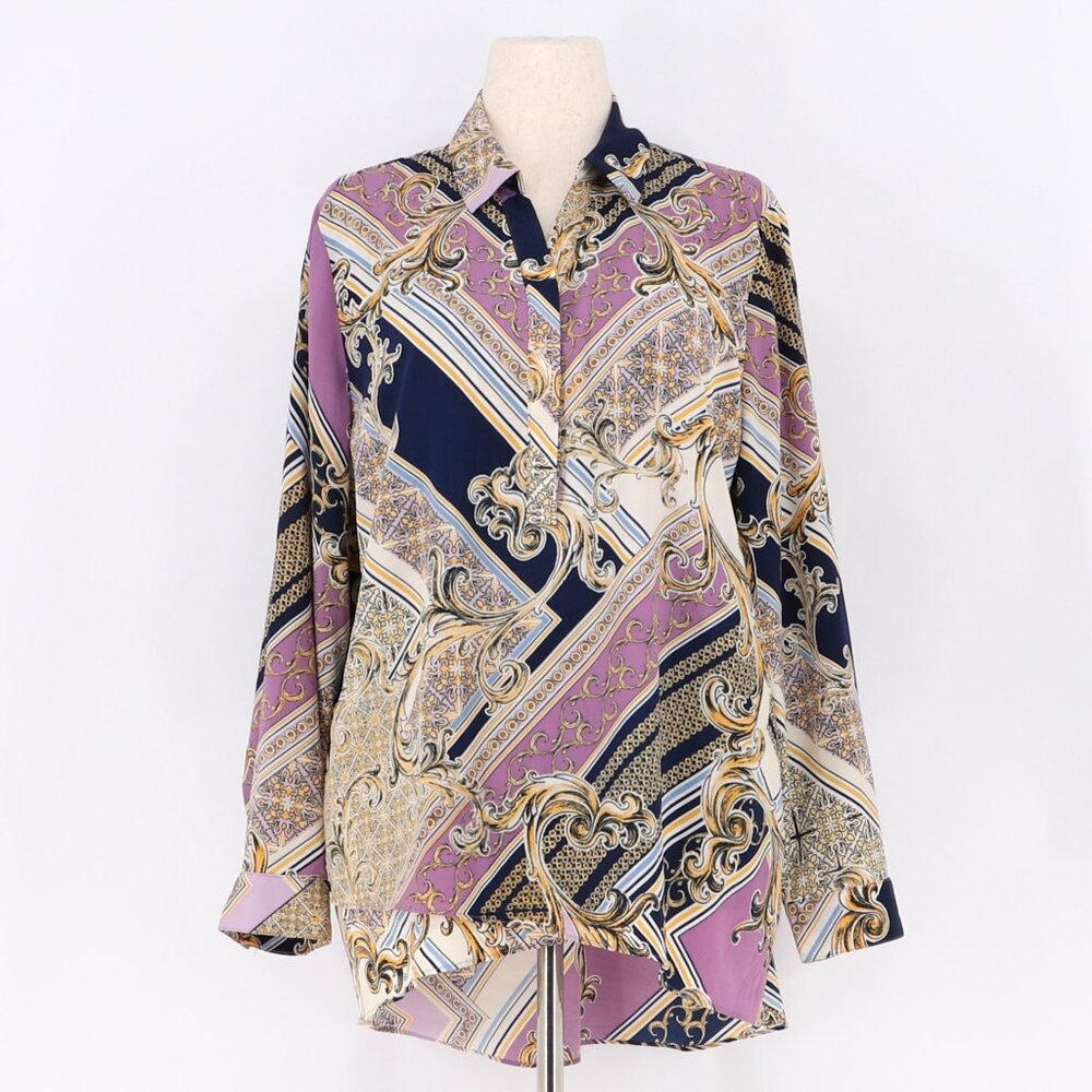CHICO'S Printed Crisscross Hem Tunic in Purple & Yellow Size 3/XL
